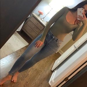 Selling both items! Green body suit/skinny jeans!